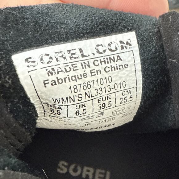 Sorel Joan Of Arctic Wedge Black Nubuck Suede Leather Chelsea Ankle Boot Sz 8.5 - Picture 8 of 8